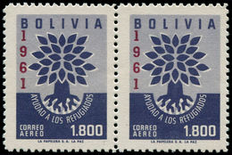 ** BOLIVIE - Poste Aérienne - 194A, Non émis, Surcharge Rouge 1961, En Paire: Réfugiés - Bolivie
