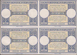 * CEYLAN - Coupons Réponse - Bloc De 4 Non émis, Provenant De L'album Upu 1947: 36 Cents Of A Rupee - Ceylan (...-1947)