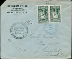 COSTA RICA - Poste - 133, Paire Non Dentelée Sur Enveloppe 1er Vol San José/Cristobal 4/1/1925: Jeux Olympiques - Costa Rica