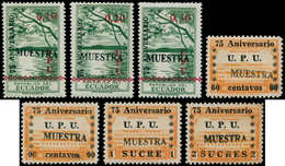 * EQUATEUR - Poste - 518/20 + Pa. 212/5, Surchargés "Mustra": 75ème An. UPU - Equateur