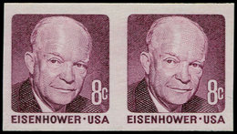 ** ETATS UNIS - Poste - 922, Paire Horizontale Non Dentelée: 8c. Eisenhower - Autres & Non Classés