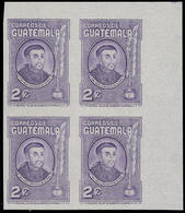 ** GUATEMALA - Poste - 328, Bloc De 4, Cdf, Non Dentelé (1 Ex. *): 2c. Violet Rivera (40 Exemplaires Connus) - Guatemala