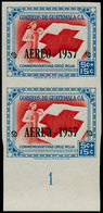 ** GUATEMALA - Poste Aérienne - 223, Unique Paire Verticale Avec N° De Presse, Non Dentelé (tirage 50): Croix-Rouge - Guatemala