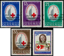 ** GUATEMALA - Poste Aérienne - 402 +403 +407/9, 5 Valeurs Avec Surcharge Renversée, (1 Feuille De 50 De Chaque Connue): - Guatemala