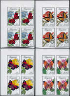 ** GUYANE. - Poste - 2168/2175, Complet 8 Valeurs En Blocs De 4 Non Dentelés: Papillons, Rotary - Guyane (1966-...)
