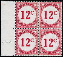 ** GUYANE. - Taxe - 4, Bloc De 4, "Chalk-surfaced Paper": 12c. Rouge (SG D 4a) - Guyane (1966-...)