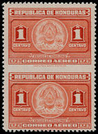 * HONDURAS - Poste Aérienne - 146, Paire Verticale Non Dentelée Entre, Signé Kessler: 1c. Rouge - Honduras