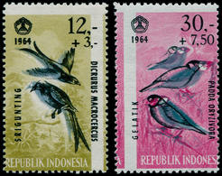 ** INDONESIE - Poste - 400 + 402, Couleurs Très Décalées: Oiseaux - Indonésie