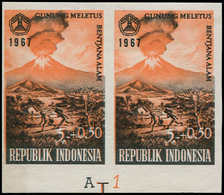 ** INDONESIE - Poste - 528, Paire Non Dentelée: 5+0.50 Volcan Gunung Meletus - Indonésie