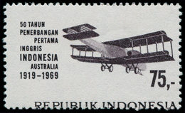 ** INDONESIE - Poste - 584, Sans Impression Du Fond Orange, Piquage à Cheval: 75r. Avion Vickers - Indonésie