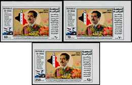 ** IRAK - Poste - 1111/13, Couleurs Non émises (cadre Blanc), Non Dentelés, (1 Feuille Connue): Saddam Hussein - Iraq