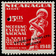 ** NICARAGUA - Poste Aérienne - 272, Non émis En Rouge, Surcharge Waterlow + Perfo De Contrôle: 15c. Basket-ball - Nicaragua