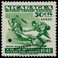 ** NICARAGUA - Poste Aérienne - 274, Non émis En Vert, Surcharge Waterlow + Perfo De Contrôle: 30c. Base-ball - Nicaragua