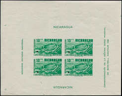 ** NICARAGUA - Blocs Feuillets - 42, Non Dentelé, (tirage 6 Blocs), Grandes Marges, Perforation De Contrôle: 10c. Vert B - Nicaragua