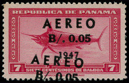 ** PANAMA - Poste Aérienne - 79, Double Surcharge 0,05/7c. Rose Espadon (Gibbons 350£ Obl. Inconnu Neuf) - Panama