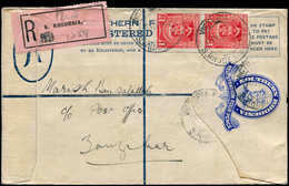 O RODHESIE DU SUD - Entiers Postaux - Registered Letter 4c. Bleu George V (+ 2x 1p. Rouge Adhésif), Oblitération Victori - Rhodésie Du Sud (...-1964)