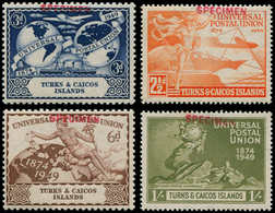 SPE TURKS ET CAIQUES - Poste - 143/46, Surcharge Rouge "spécimen": 75ème An. UPU - Turks & Caicos (I. Turques Et Caïques)