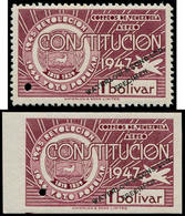 ** VENEZUELA - Poste Aérienne - 2 Timbres Non émis (type Yvert Poste 279/80), 1b. Violet Avion, Dentelé Et Non Dentelé,  - Venezuela