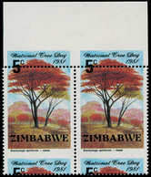 ** ZIMBABWE - Poste - 29, Paire Cdf, Piquage Horizontal Totalement Décalé ("5c." En Bas): Arbre Brachystegia - Zimbabwe (1980-...)