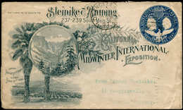 O Palmiers - Entiers Postaux - (1893), Usa, Enveloppe 5c. Bleu Colombus: "California Midwinneer Int. Expo". 2 Palmiers - Arbres