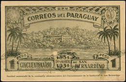 Palmiers - Entiers Postaux - Paraguay Cp. 70c. Rouge (+ Timbres Yvert 330/31), Illustrée Au Dos Reproduction De Timbre A - Arbres