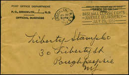 FLE Base-Ball & Cricket - Poste - Usa, Enveloppe, Fla. Brooklyn 20/7/51: "Base-ball Juvenile Delinquency" - Basket-ball