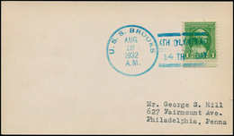 Jeux Olympiques - Poste - USA, (1932), Env., Cachet Naval Bleu: "Uss Brooks, 12/8/32 - Xth Olympiad, 14th Day" - Autres & Non Classés