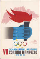 LOT Jeux Olympiques - Vignettes - Italie (1956) 2 Feuillets De 20 Vignettes (différentes) + Les 2 Vignettes Sur CP Spéci - Autres & Non Classés