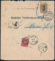 1897 Levél 5kr Teherárulevél Kivágott Díjjegyével Bérmentesítve Budapestről New Yorkba. A Magyar Posta Nem Vette észre A - Other & Unclassified