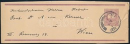 1897 Díjjegyes Címszalag Bécsbe, A Díjjegy Borítékja Keresztvonallal (40.000) Nagyon Ritka!! - Sonstige & Ohne Zuordnung