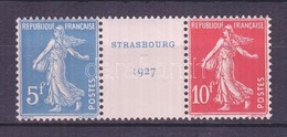 **, * Franciaország 1927 Bélyegkiállítás Strasbourg Blokkból Kitépett Hármascsík A 2 Bélyeg Postatiszta, A Középrész Fal - Sonstige & Ohne Zuordnung