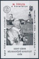 ** 1996 II. János Pál Pápa Apor Vilmos Sírjánál Feketenyomat Emlékív - Sonstige & Ohne Zuordnung