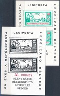 ** 1998 80 éves A Repülőposta Levélzáró Bélyege Emlékív + Feketenyomat - Sonstige & Ohne Zuordnung