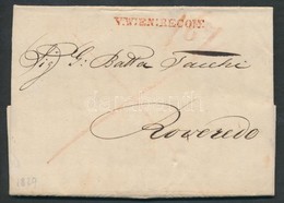 1829 Franco, Piros / Red "V:WIEN:RECOM:" - Roveredo - Other & Unclassified