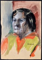 Derkovits Jelzéssel: Nő Akvarell, Papír. 43x31 Cm - Sonstige & Ohne Zuordnung