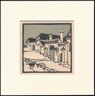 Kós Károly (1883-1977): Díszkapu, Színes Linómetszet, Papír, Jelzés Nélkül, Paszpartuban, 12×12 Cm - Sonstige & Ohne Zuordnung