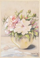 Vaszary Jelzéssel: Virágok. Akvarell, Papír. 32x22 Cm üvegezett Keretben - Sonstige & Ohne Zuordnung