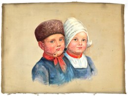 Jelzés Nélkül: Holland Gyermekek. Olaj, Posztó. 40x30 Cm - Sonstige & Ohne Zuordnung