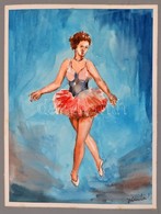 Olvashatatlan Jelzéssel: Balerina, Akvarell, Papír, Paszpartuban, 29x22 Cm - Otros & Sin Clasificación