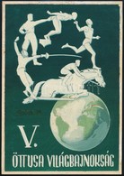 Olvashatatlan Jelzéssel: 1954 Öttusa Világbajnokság. Plakát Terv. Akvarell. Szerkesztői Feljegyzésekkel 17x25 Cm - Sonstige & Ohne Zuordnung