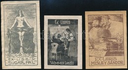 3 Db Ex Libris, Jelzéssel és Jelzés Nélkül, 8x6 és 10x6 Cm Közti Méretben - Autres & Non Classés