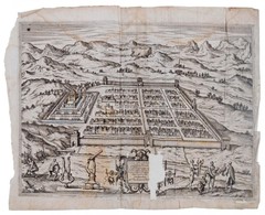 1596 Cusco Urbs Nobilissima & Opule[n]tissima Peruani Regni In Occide[n]tali Parte Sita, Peru, Cusco Rézmetszetű Látképe - Stiche & Gravuren