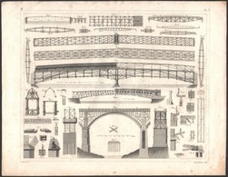 Cca 1850 Hidak Tervrajzai, 4 Db Metszet, Henry Winkles, 24x31 Cm - Estampes & Gravures