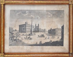 Cca 1750 Paroli, Carlo: Roma, Piazza Colona. Nagy Méretű Rézmetszet. 31x47 Cm Üvegezett Keretben, Foltos ./ Large Engrav - Stiche & Gravuren