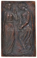 Törley Mária (1950-): Lányok, Borosüveggel. Bronz. Jelzett. 24x16 Cm - Other & Unclassified