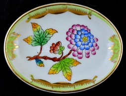 Herendi Viktória Mintás Porcelán Tálka, Kézzel Festett, Jelzett, Kis Kopásnyomokkal, 7,5×6 Cm - Sonstige & Ohne Zuordnung