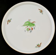 Herendi Hecsedli Mintás Kerek Porcelán Tálca, Kézzel Festett, Jelzett (tanuló), Apró Karcolásokkal, D: 25 Cm - Sonstige & Ohne Zuordnung