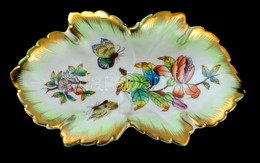 Herendi Porcelán Viktória Mintás Leveles Tálka, Kézzel Festett, Jelzett, Kis Kopásnyomokkal, 14,5×8 Cm - Sonstige & Ohne Zuordnung