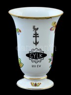 Herendi Viktória Mintás Porcelán Váza, "GYLK" Felirattal, Kézzel Festett, Jelzett, Hibátlan, M: 20 Cm - Other & Unclassified