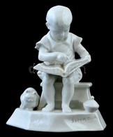 Zsolnay (Sinkó) Fehér Mázas Porcelán Figura, Jelzett, Kis Kopásnyomokkal, M: 18 Cm - Sonstige & Ohne Zuordnung